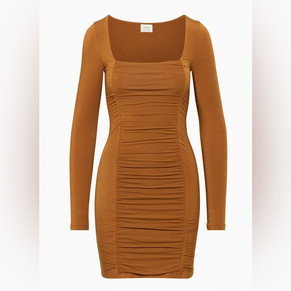 NWT Aritzia Wilfred Lydia Long Sleeve Dress in Rich Chestnut Size S